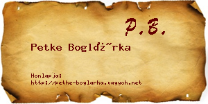 Petke Boglárka névjegykártya