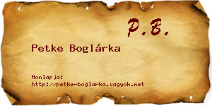 Petke Boglárka névjegykártya